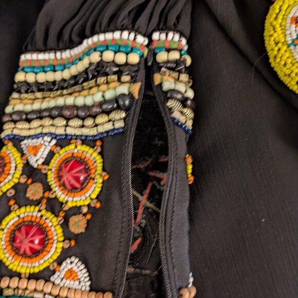 Black Maxi Dress with details colourful embroidery - Picture 6 of 7